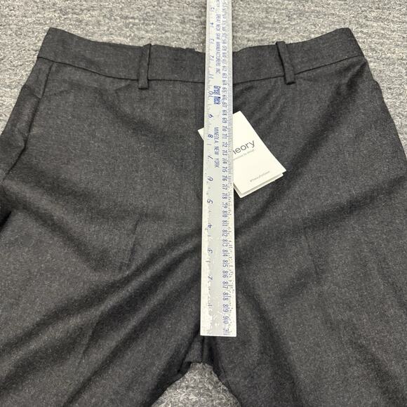 Theory Pants Women 6 Gray Wide Leg Sleek Flannel Career Office Business Terena - Picture 5 of 12